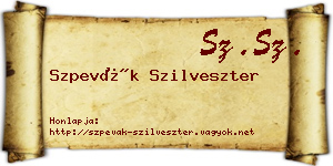 Szpevák Szilveszter névjegykártya